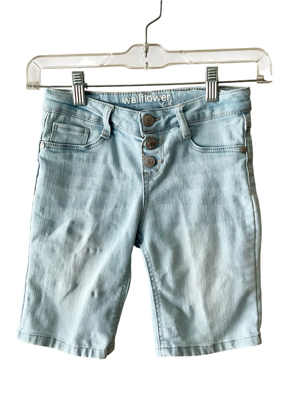 Wallflower Faded Light Blue Denim Bermuda Shorts